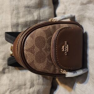 Coach Brown and Tan Mini Backpack Keychain Mini Court